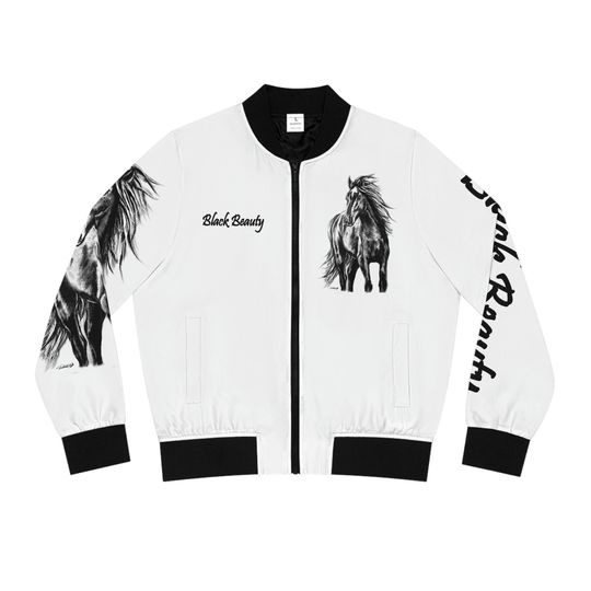 Women's Bomber Jacket (AOP)  - Rodeo Horse Black Beauty
