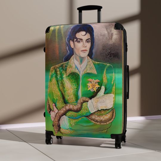 Michael Jackson inspired Suitcase, Art merch, Travel gear, Fine art, Adventurer luggage, Luggage, Suitcase with wheels