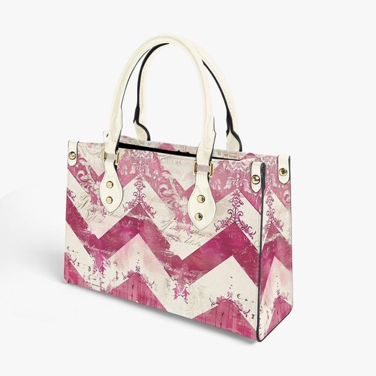 Pink Shabby chic zigzag handbag tote, satchel, French vintage inspired, rustic look handbag