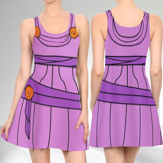 Megara Hercules 3D Cosplay Costume Skater Dress, Hercules Movie And Dress, Megara Hercules Mom Daughter Dress, Megara Hercules Dress