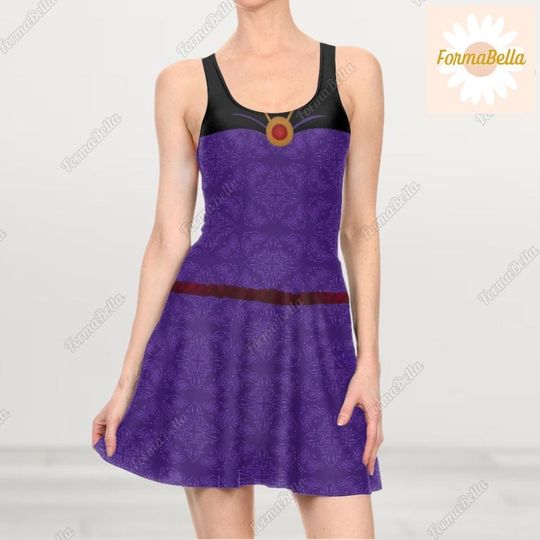 Halloween Evil Queen Snow White Skater Dress, Queen Grimhilde 3D Cosplay Costume Dress, Disney Villains Women's Dress, Gifts For Her