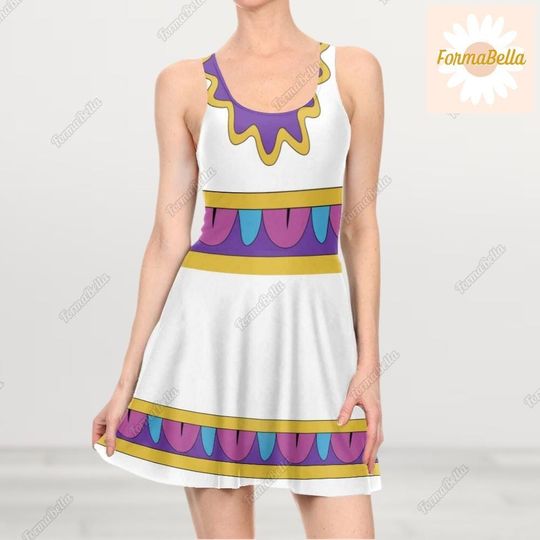 Halloween Mrs Potts Skater Dress, Beauty And The Beast Cosplay Costume Dress, Enchanted Teapot Women's Dress, Disney Belle Dress