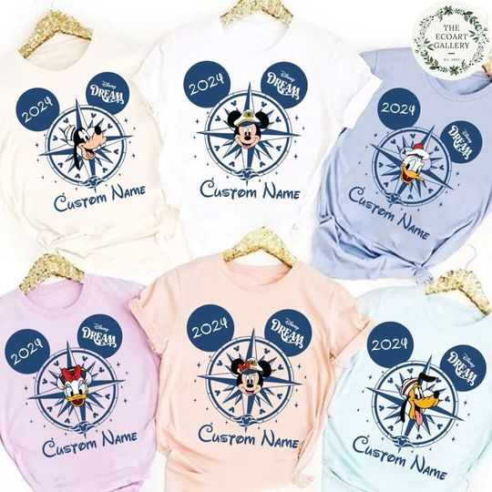 Personalized All Characters Compass Disney Cruise Shirt, Disney Family Cruise Vacation 2024
