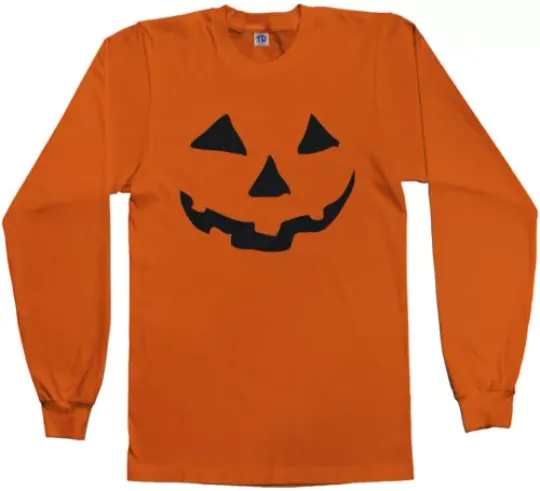 Threadrock Men's Halloween Pumpkin Face Long Sleeve T-shirt