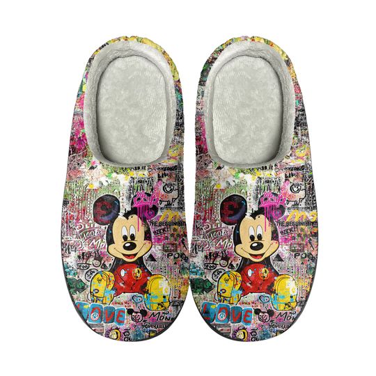 Cute Mickey Cozy Unisex Winter Slippers, Mickey Disney Winter Shoes