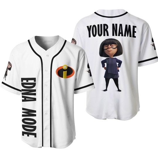 Personalized Disney The Incredibles Edna Mode Custom 3D Disney Baseball Jersey