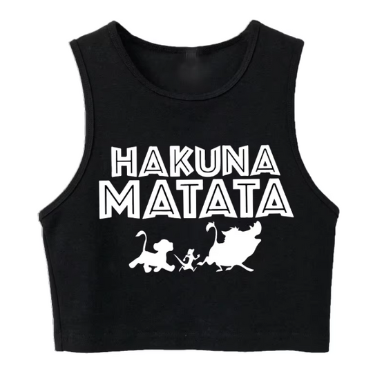 Y2K Tank Top Hakuna Matata Tshirt Crop Top Vest Disney The Lion King T Shirt CroppedT-shirt Women Top Tees Female Clothes