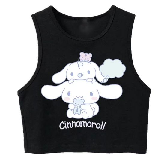 Y2k Vest Cinnamoroll T Shirt Crop Top Women Tank Top T-shirt Sanrio Clothes Cropped Tshirt Tops Tee Women Clothing Girls