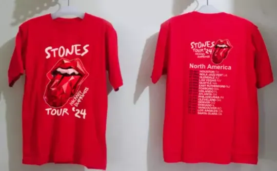 The Rolling Stones Tour 2024 Red T-Shirt All Sizes