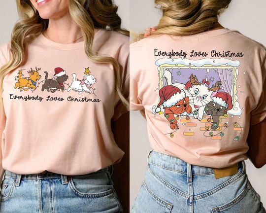 Everybody Loves Christmas Sweatshirt, Marie Toulouse Berlioz Christmas Tree Kitten Tee, Christmas Squad Shirt, Aristocats Christmas Tee