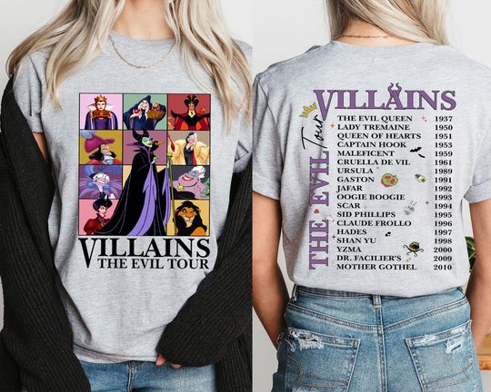 Disney Villains The Evil Tour T-Shirt, Disney Halloween Evil Characters Shirt, Disneyland Evil Queen Tee, Halloween Disney Queen Shirt