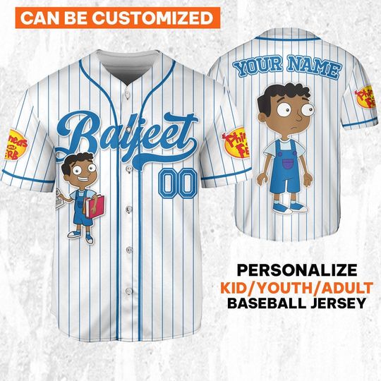 Custom Disney Phineas and Ferb Baljeet Simple Baseball Jersey, Custom Kids, Youth, Adult Disney Baseball Jersey Sports Outfits Cute Gifts