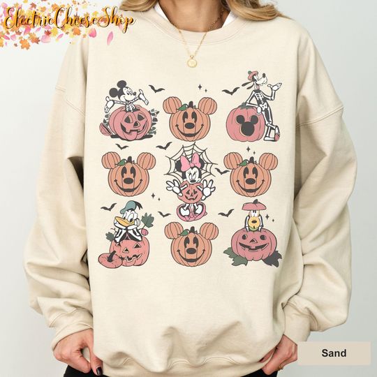 Disney Vintage Mickey and Friends Skeleton Halloween Sweatshirts, Disney Pumpkins Sweatshirts