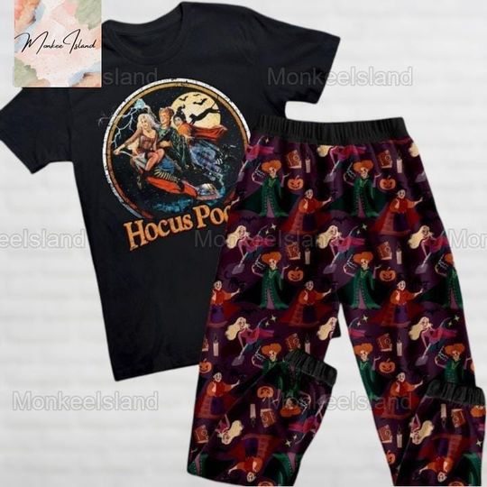 Halloween Hocus Pocus Pajamas, Sanderson Sisters Women Pajamas, Halloween Witches Shirt, Matching Pajamas Set, Hocus Pocus Gift