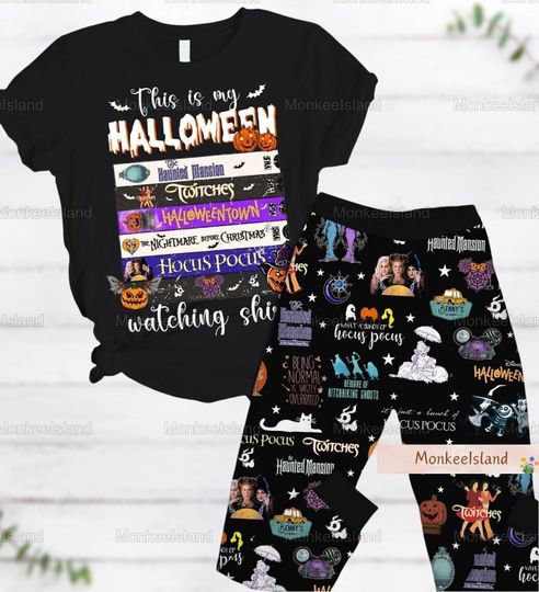 Halloween Horror Movie Pajamas, Haunted Mansion Pajamas Set, Hocus Pocus Midnight Shirt, Nightmare Before Christmas Pj Set, Horror Gift