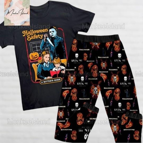 Michael Myers Halloween Pajamas, Halloween Safety Pajamas Pants, Horror Movie Pajamas Set, Horror Movie Pajamas, Trick Or Treat Shirt