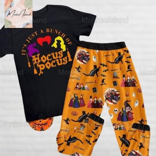 It's Just A Bunch Of Hocus Pocus Pajamas, Sanderson Sisters Pajamas, Halloween Witches Shirt, Halloween Spooky Season Gift