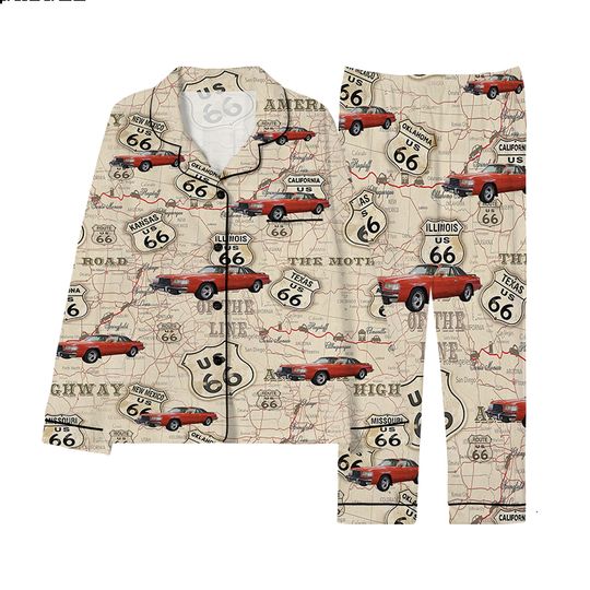 Cross-border hot sale leisure to map custom pajamas set loose men's home clothes set comfortable spring and autumn long-sleeved