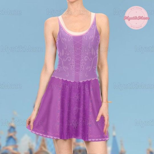 Halloween Tangled Movie Rapunzel Cosplay Costume, Tangled Skater Dress, Magic Kingdom Shirt, Disney Princess Merch, Gift For Her