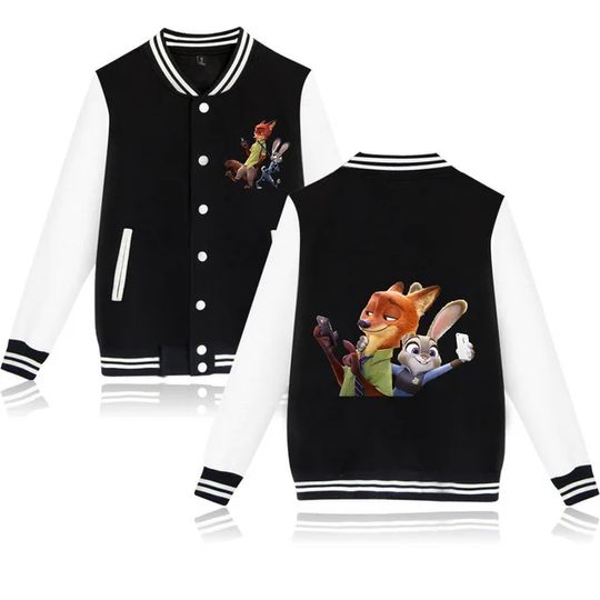Disney Zootopia Judy Nick Varsity Baseball Jacket Men Women Hip Hop Harajuku Jackets Kids Boys Girls Single Coats