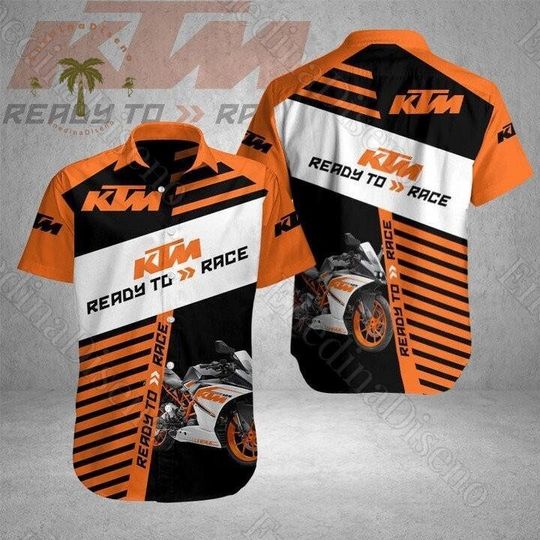 Ktm Hawaiian Shirt, Ktm Button Shirt, Ktm Racing Shirt, Ktm Shirt, Ktm Logo Shirt, Ktm Button Up Shirt, Ktm Aloha Shirt, Birthday Gift