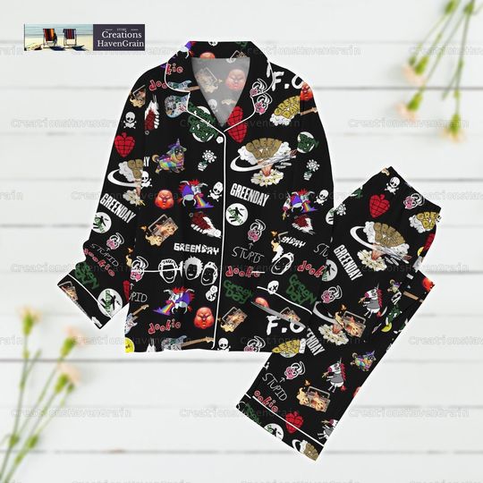 GreenDay Band Pajamas Set, Rock Band Music Midnight Shirt, Green Day The Saviors Concert, Green Day Tour 2024, Pajamas Set Custom