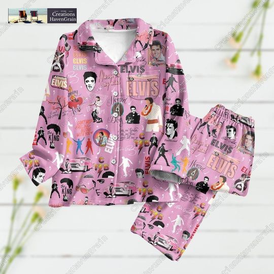 Elvis Presley Pajama Set Women, Elvis Presley Pajamas For Party, Elvis Presley Shirt, Elvis Presley Set Of Pajamas, Rock And Roll Shirt