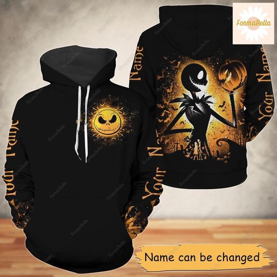 Jack Skellington Hoodie, Personalized Hoodie, Nightmare Before Christmas Hoodie, Halloween Movie Hoodie, Custom Skellington Costume Hoodie