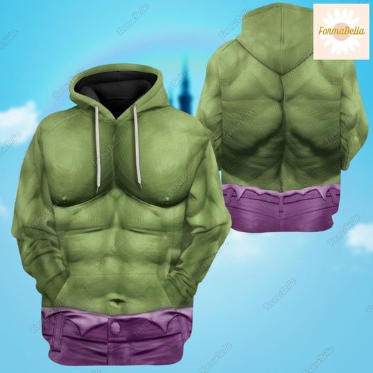 Halloween Hulk Costume Hoodie, Hulk Cosplay T-Shirt, The Incredible Hulk Cosplay Costume Tee, Halloween Characters Tee, Superhero 3D Tee