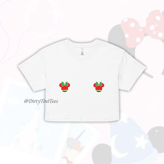 Watermelon Mickey Mouse Nips Disney World Land Magic Kingdom Fruit Summer Crop Top