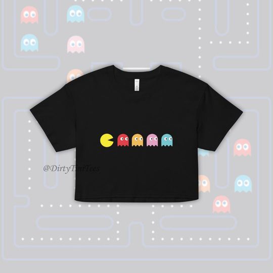 Pacman and Ghosts Womens crop top Bachelorette Party Best Friend Birthday Gift Group Halloween Costume