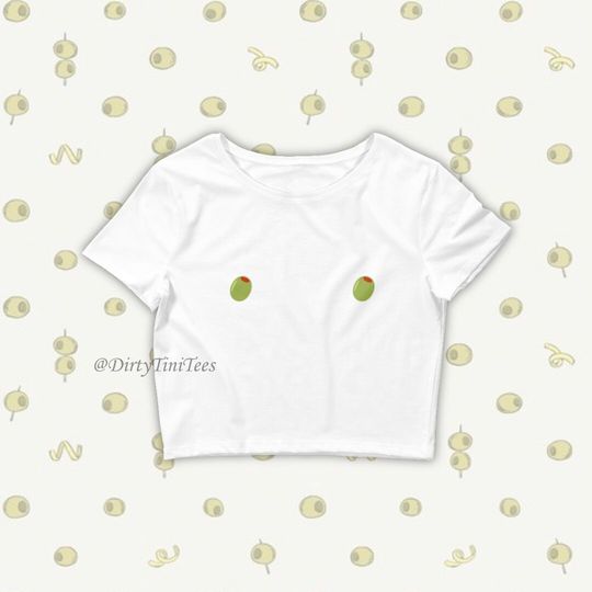 Mar(Tini) Nips Martini Olive Print Crop Top Bachelorette Party Best Friend Birthday Gift Group Halloween Costume