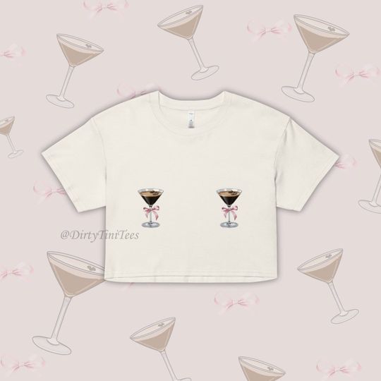 Espresso Martini Mar(tini) Nips Pink Ribbon Bow Crop Top Bachelorette Party Best Friend Birthday Gift Group Halloween Costume