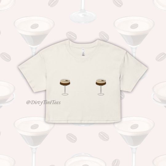Espresso Martini Mar(tini) Nips Womens crop top Bachelorette Party Friend Birthday Gift Halloween Costume Summer Top Ecru White Pink Black