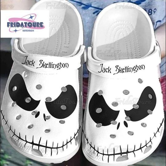 Jack Skellington Halloween Shoes, Skellington Beach Sandals, Jack & Sally Shoes For Adult, Nightmare Before Shoes, Summer Slippers