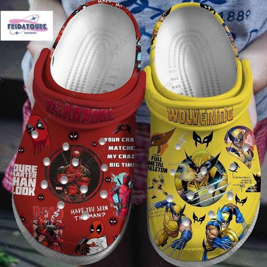 Deadpool Shoes, Wolverine Sneakers, Besties Deadpool Slippers, Deadpool 3 Movie Gift For Summer, Superhero Best Friends Sandals