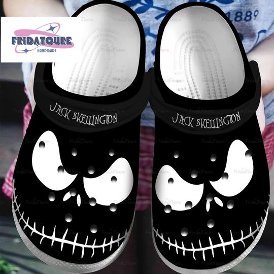 Skellington Halloween Shoes, Skellington Black Sandals, Jack And Sally Shoes Kid, Nightmare Shoes For Adult, Comfortable Beach Slipper