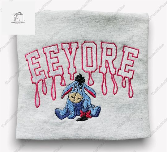 Winnie The Pooh Eeyore Embroidered Sweatshirt, Disney Eeyore Embroidered Shirt
