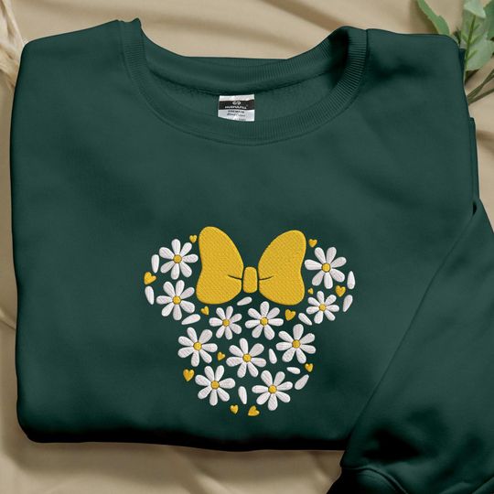 Flower Mouse Head Embroidery Sweatshirt Trendy Embroidery Sweatshirt