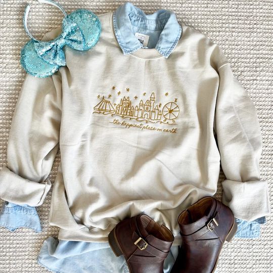 Disneyland EMBROIDERED Sweatshirt Happiest Place on Earth Sweater