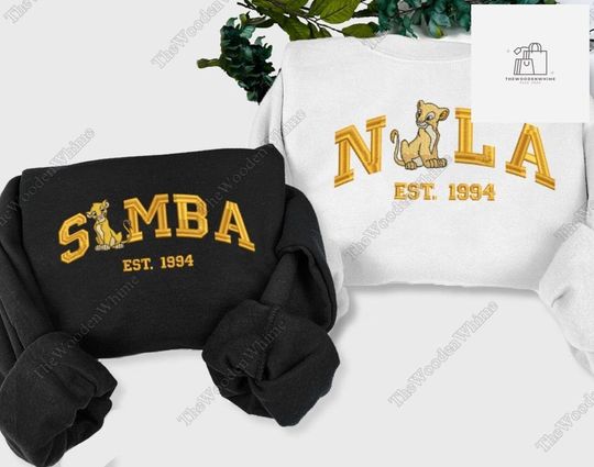 Simba Embroidered Sweatshirt, Nala Embroidered Sweatshirt