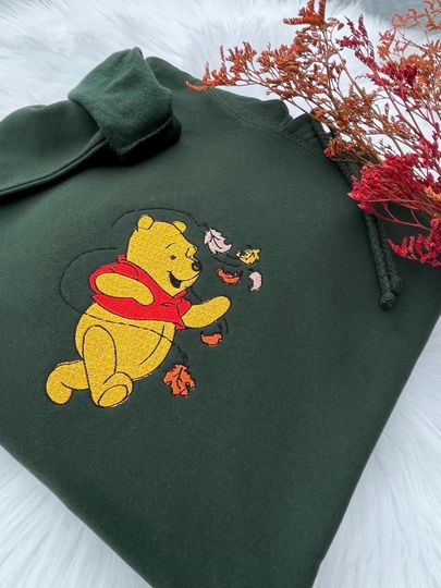Winnie The Pooh Embroidered Sweatshirt, Fall Season Embroidery
