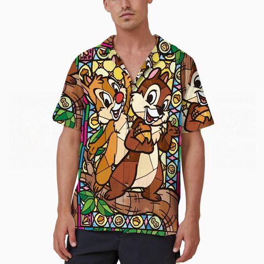 Chip and Dale Double Trouble Hawaiian Shirt, Disney Couple Button Up Shirt