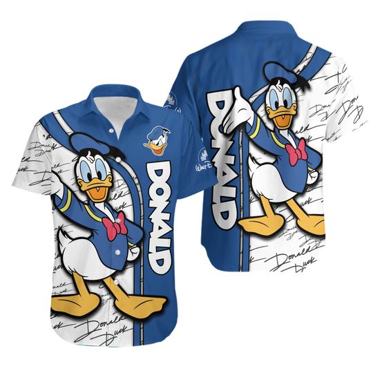 Donald Duck Hawaiian Shirt, Donald Duck Button Shirt, Disney Donald Hawaii Shirt