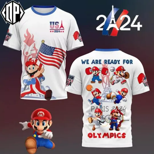 USA 2024 Paris X Mario We Are Ready For Olympics T-Shirt Gift Fans