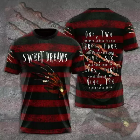 Freddy Krueger Sweat Dreams 3D T Shirt Halloween Tee All Size
