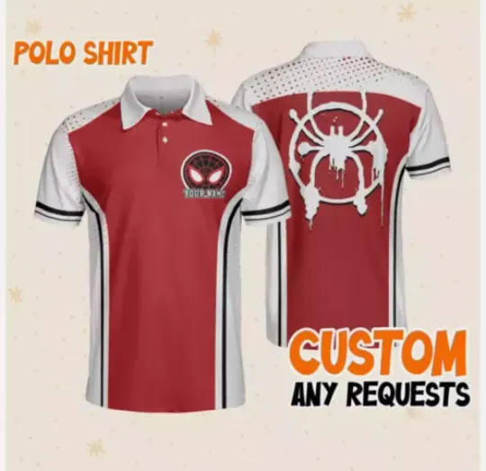Personalized Spiderman Miles Morales Superhero Short Sleeve Men's Polo Shirt