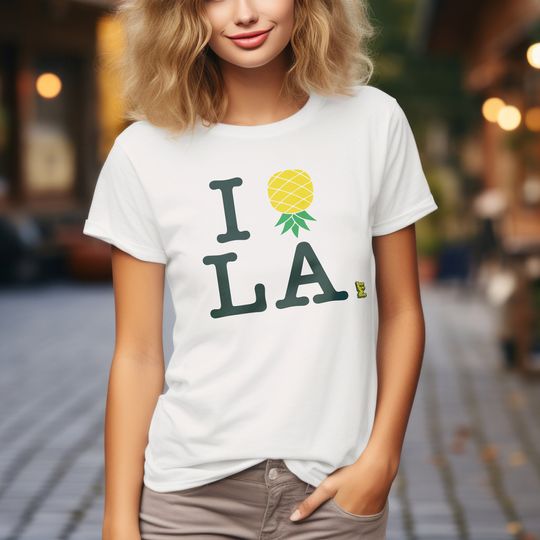LA Upside Down Pineapple Unisex Softstyle Tee - Los Angelas Lifestyle Shirt for Adult Party, Gift for Couples, Parody,  For Swingers
