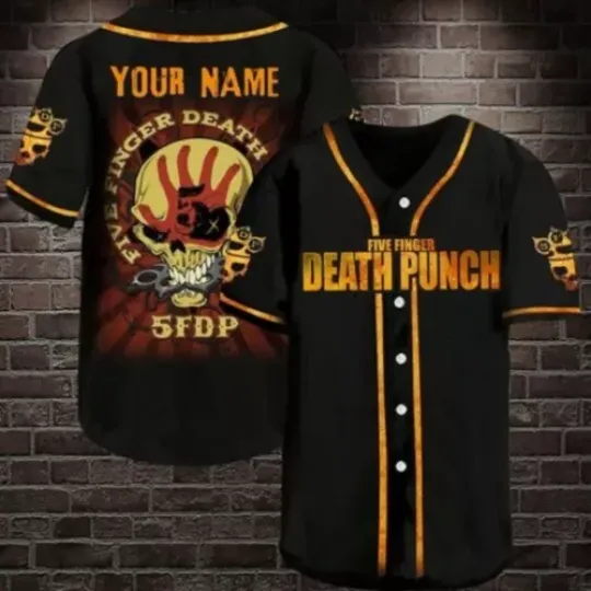 Personalized Five Finger Death Punch Music Band Printed Baseball Jersey Shirt