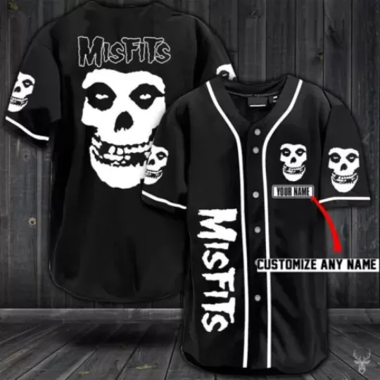 Personalized Misfits Rock Band Printed Baseball Jersey Shirt